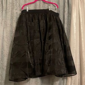 Lined shadow stripe midi skirt